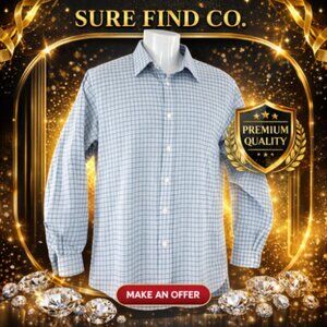 Eddie Bauer Two Tone Blue  Long Sleeve Plaid 100 % Cotton Flannel Shirt W Med